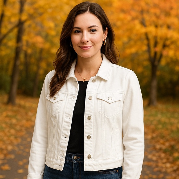 St. John’s Bay White Denim Jacket – NWT- Large - Picture 1 of 8